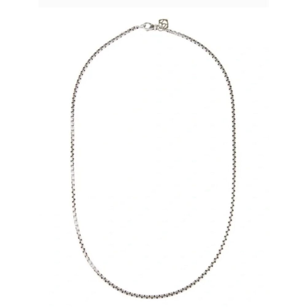 David Yurman .925 Box Chain Necklace w/14K Gold DY Tag 32” Length